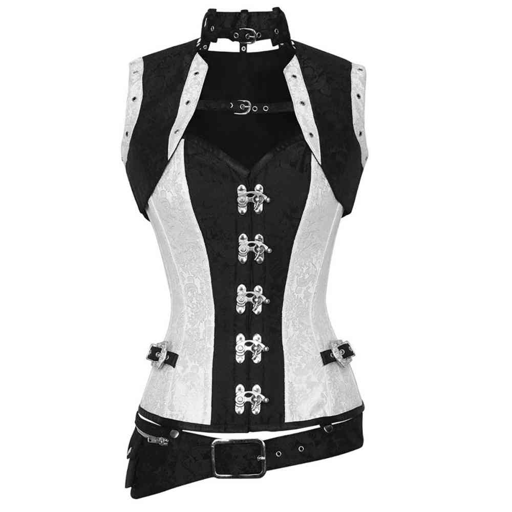 Attitude Corsets - Milaileë survêtement corset - Blanc/Noir